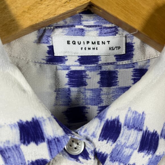 Equipment Femme Sleeveless Tank X-Small 💯 Silk Blouse White Purple Milla Print - Picture 3 of 7